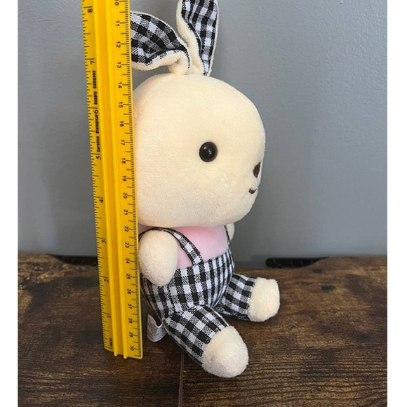 Cream Easter Bunny with Checkered Overalls Plush - Picture 6 of 6